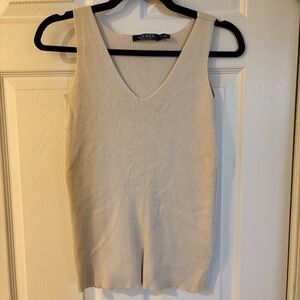 Lauren Ralph Lauren Cream Ribbed Tank Top Small